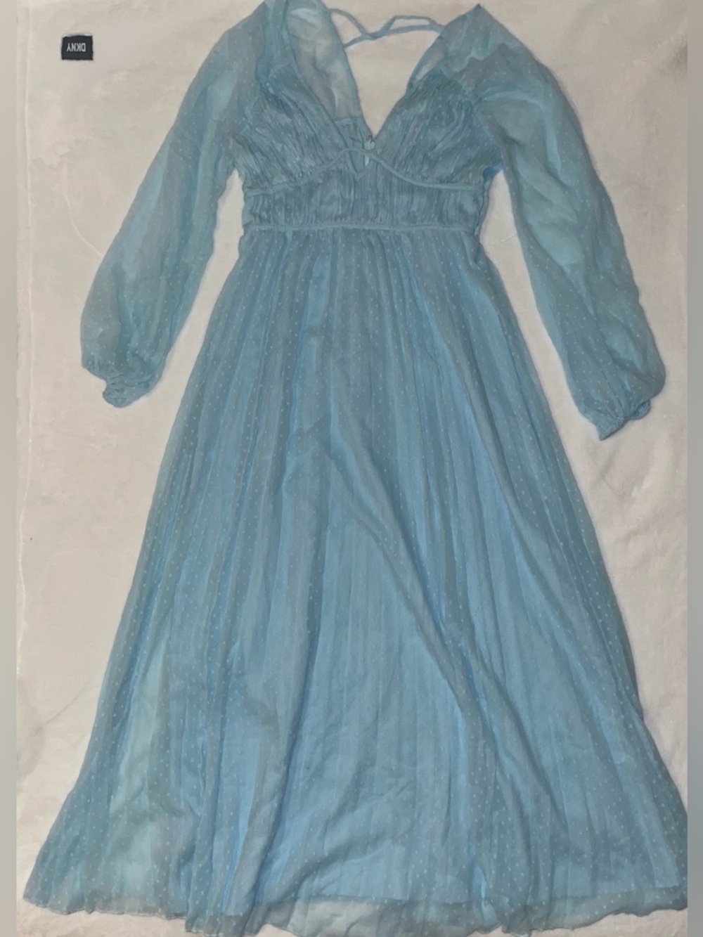 ASOS Light Blue Maxi Dress Sheer Long Sleeves Princess Wedding Summer Dreamy